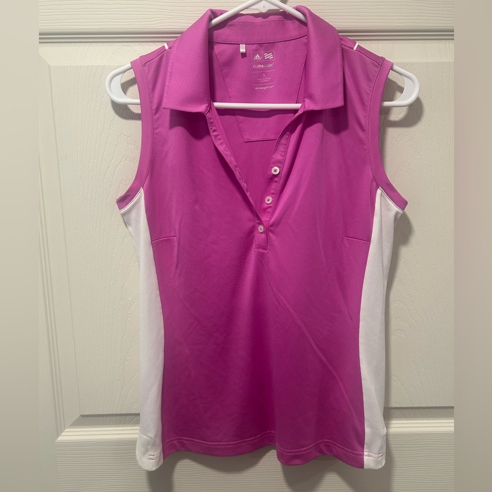 Adidas Women's Pink and White Tank Top